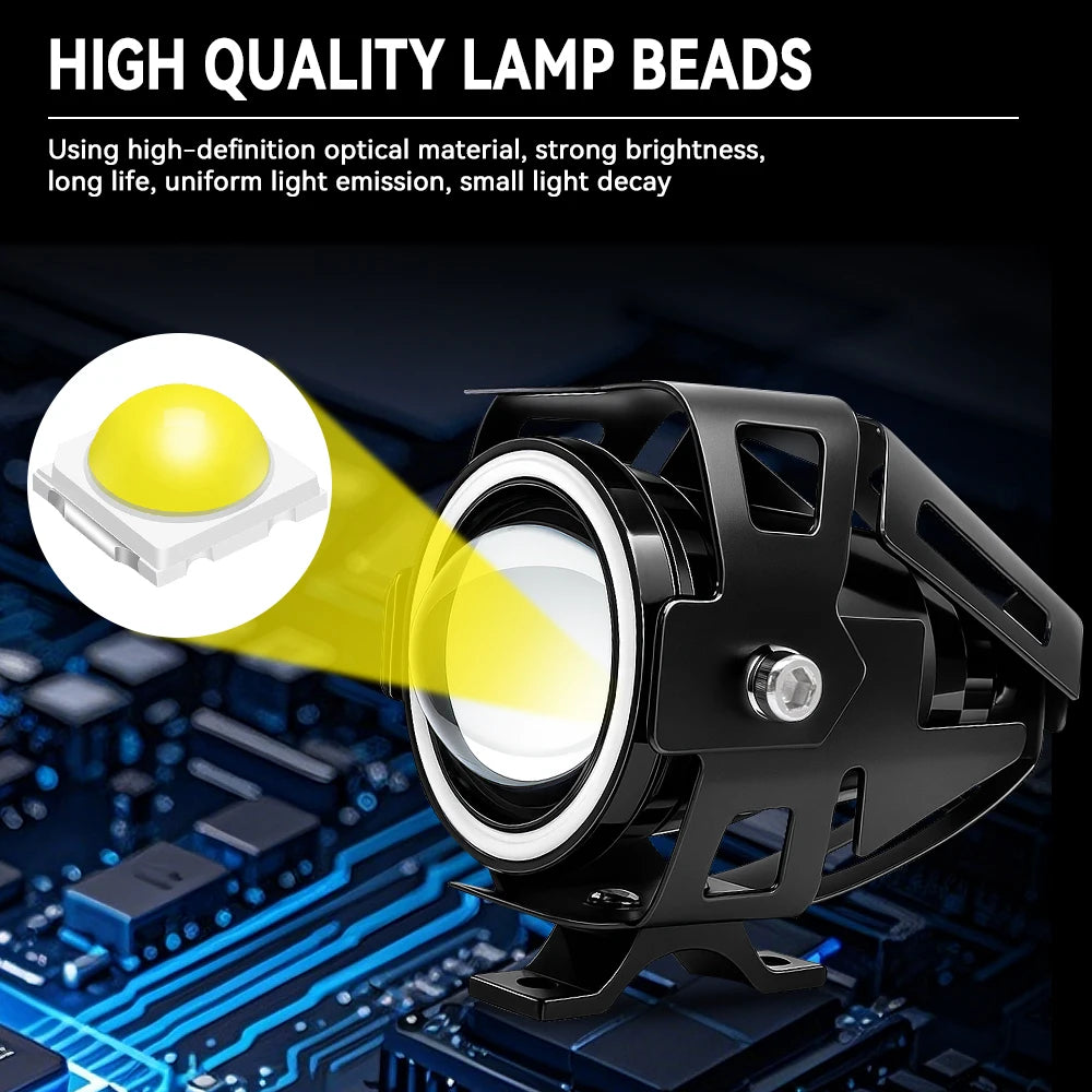 U7 LED Auxiliary Motorcycle Headlight (2PCS) — Universal Fit