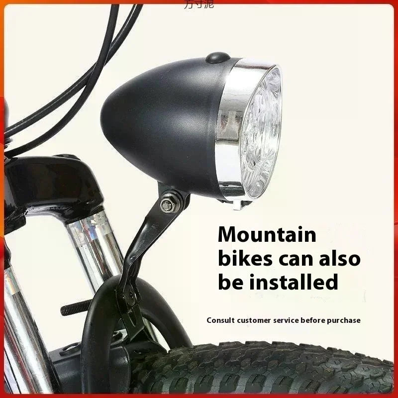 3 LED Retro Bicycle Headlight 3 Light Modes Front Light Type-C Charging Vintage Classic Bikes HeadLamp Cycling Accessories