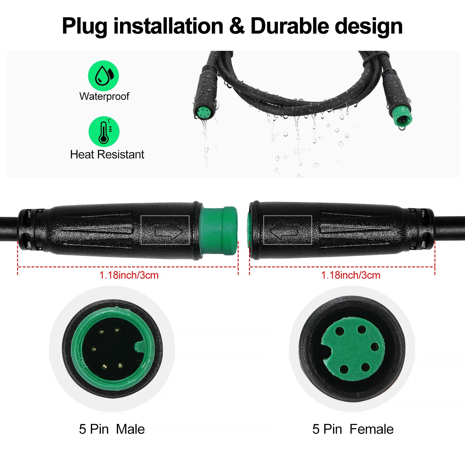 M8 Male Female Extension Cable for BAFANG E-Bike Motor | 2/3/4/5 Pin Conversion Connector Cable 60cm 90cm Ebike Accessories
