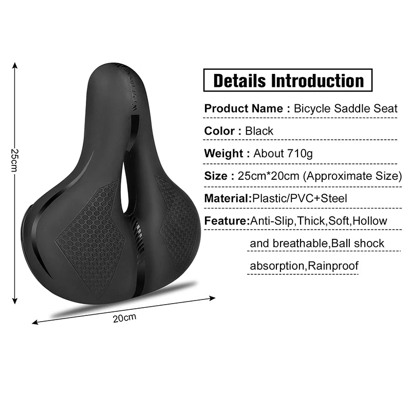 WEST BIKING Thicken Bike Saddle Comfortable Cycling Reflective Strap Warning Bike Seat Soft Shock Absorption MTB Bicycle Saddle