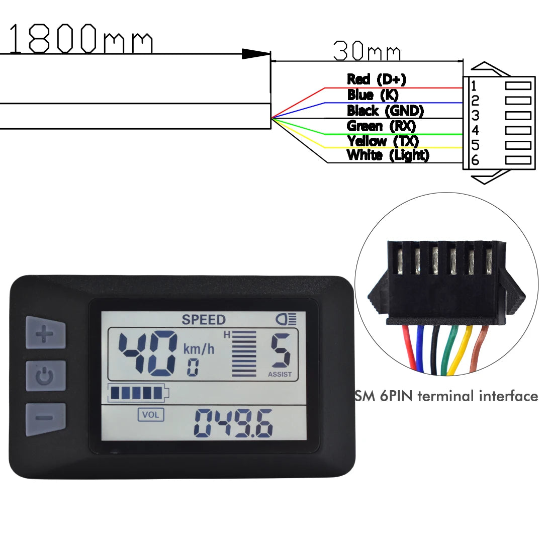 UART2 Electric Bicycle Display LCD LED Display 24V/36V/48V/60V/72V  E Scooter LCD Panel Color Screen for Electric Bike Kit Parts