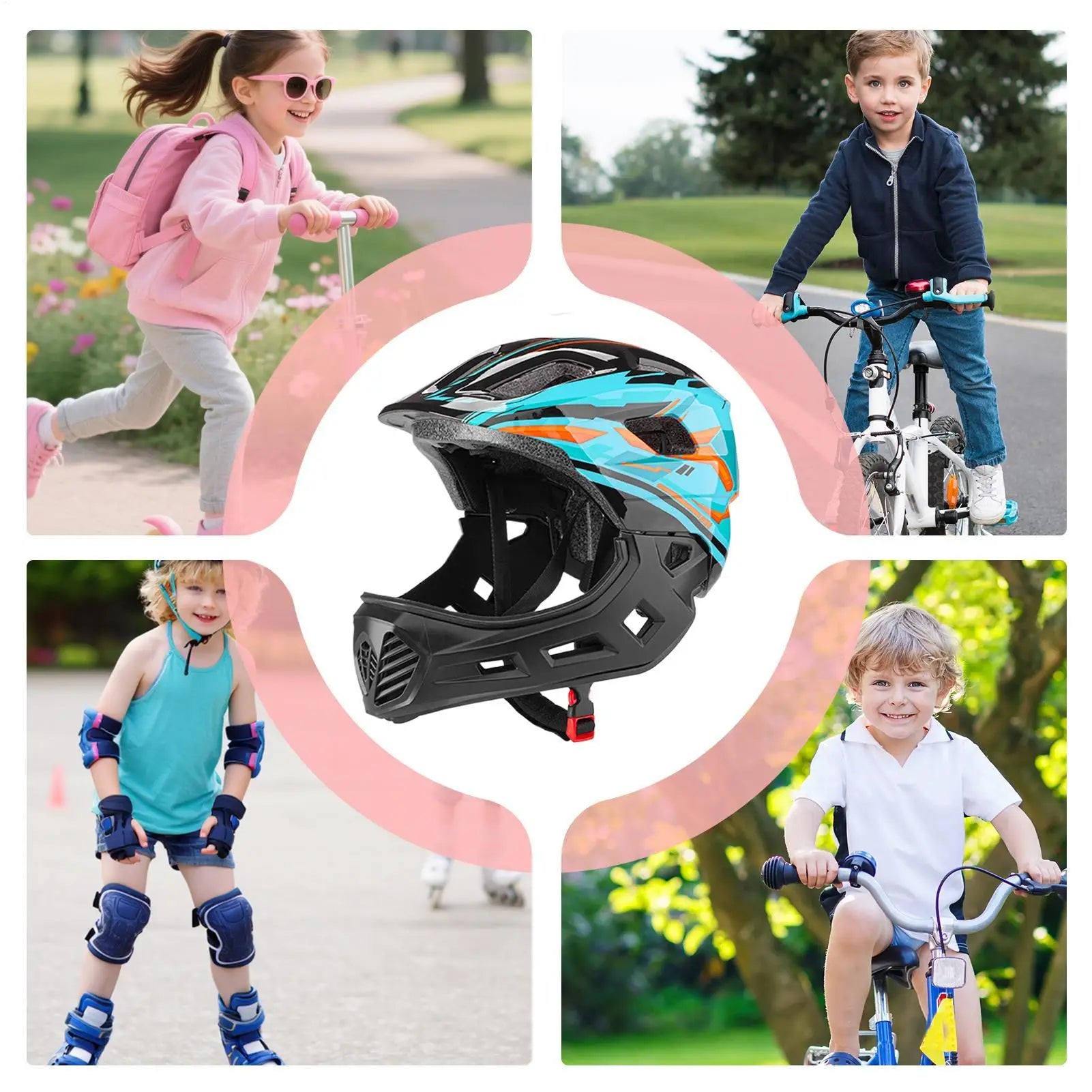 Kids Bike Helmet Safety Hard-shell Hat Road Bike Full Face Helmet For Kid Boys Girls Children Skateboarding Roller Skating