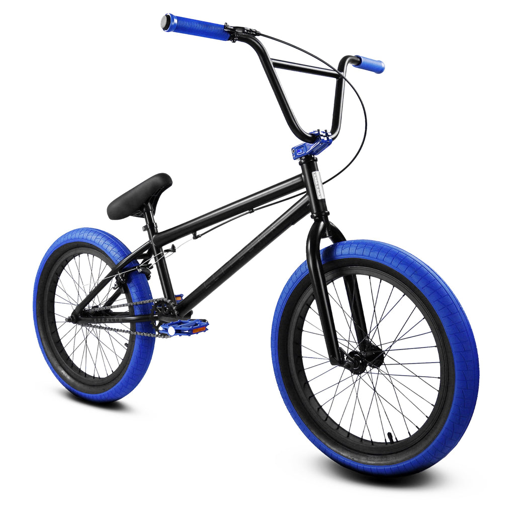 Elite BMX Bike 20" & 16" Entry Level Freestyle Trick BMX Bicycles for Teens and Adults (20" Black Blue)