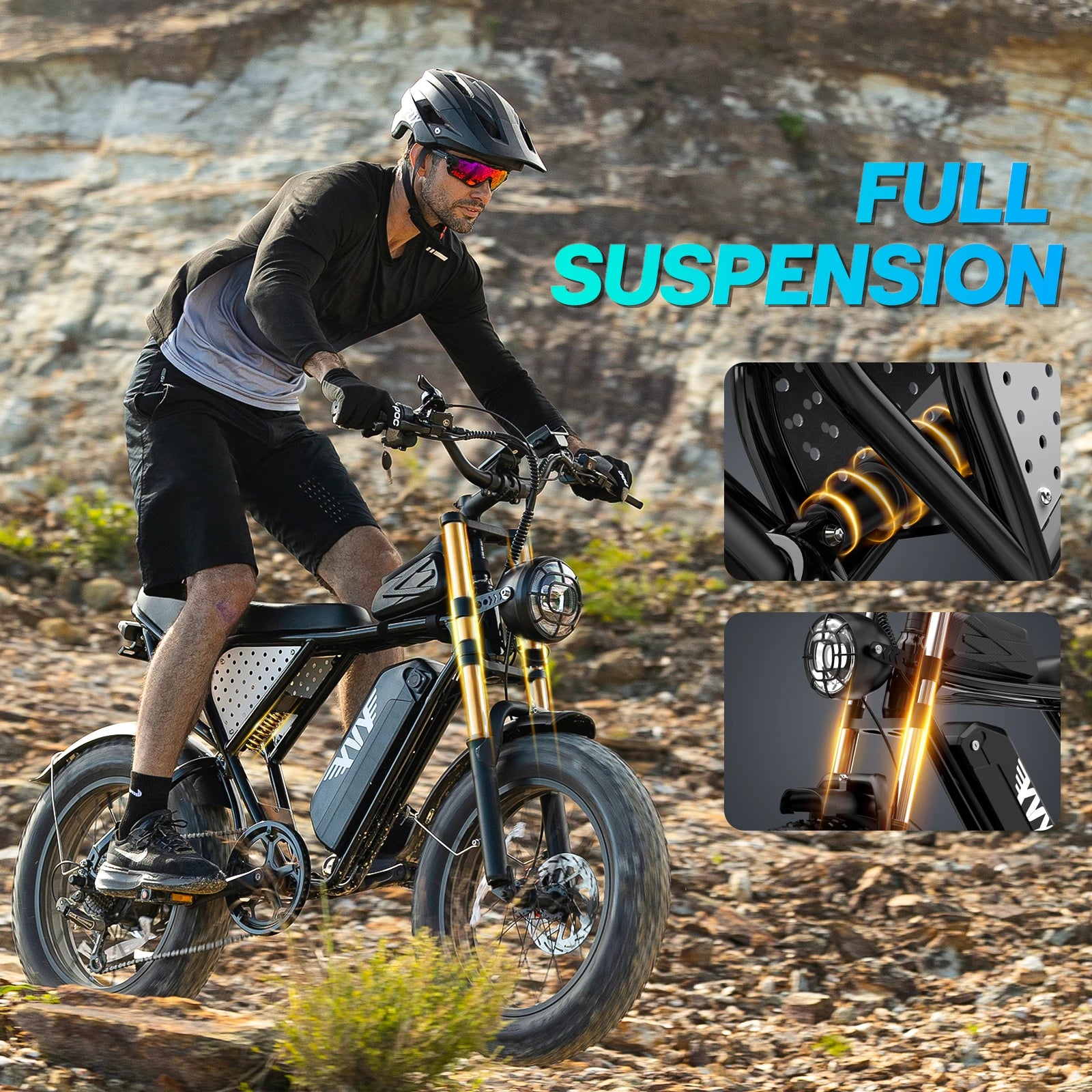 YVY K20 Lite 1200W Electric Bike for Adults 30MPH 48V 15.6Ah Off-road Trail 20*4 Inch Fat Tire E Bike 7 Speed Mountain Bike