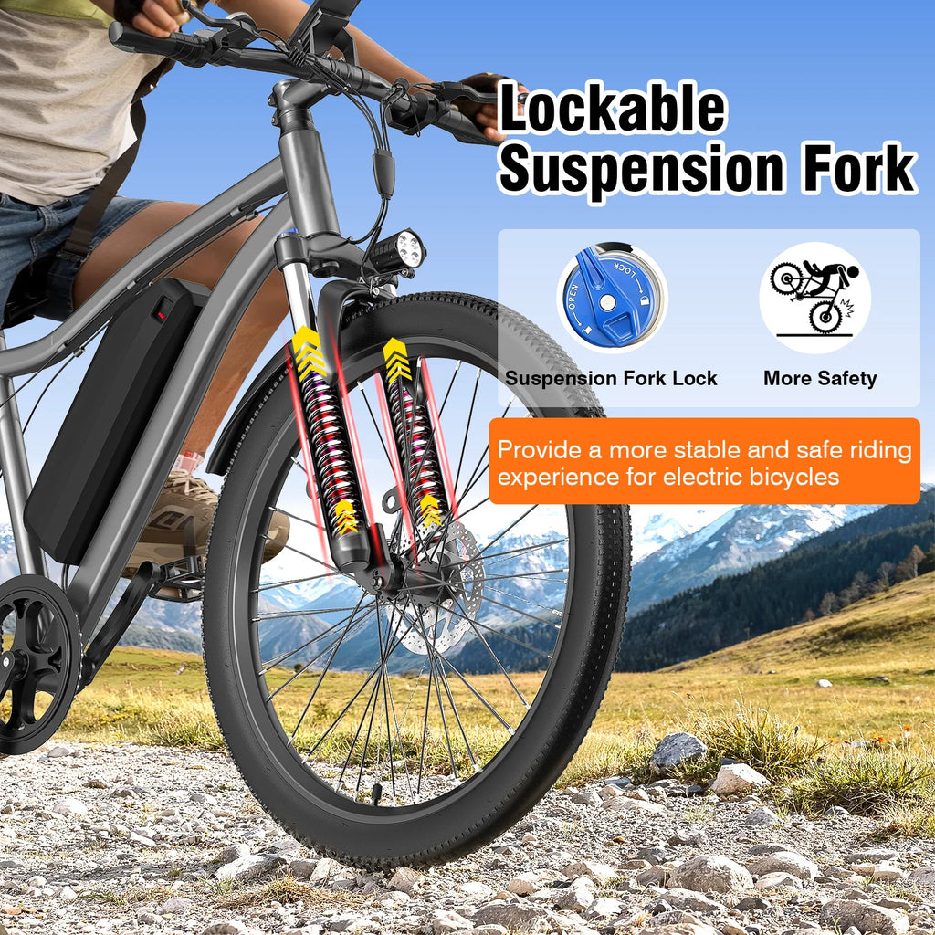 720W Adult Electric Bicycle 26 Inch 36V 10.4AH Removable Battery 19.9Mph Dual Shock Absorber 7-Speed Mountain Bike