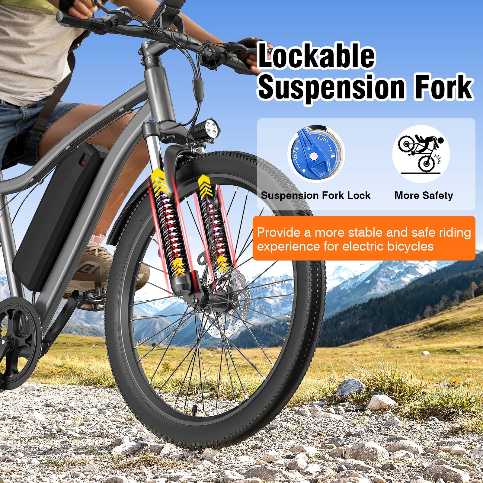 720W Adult Electric Bicycle 26 Inch 36V 10.4AH Removable Battery 19.9Mph Dual Shock Absorber 7-Speed Mountain Bike