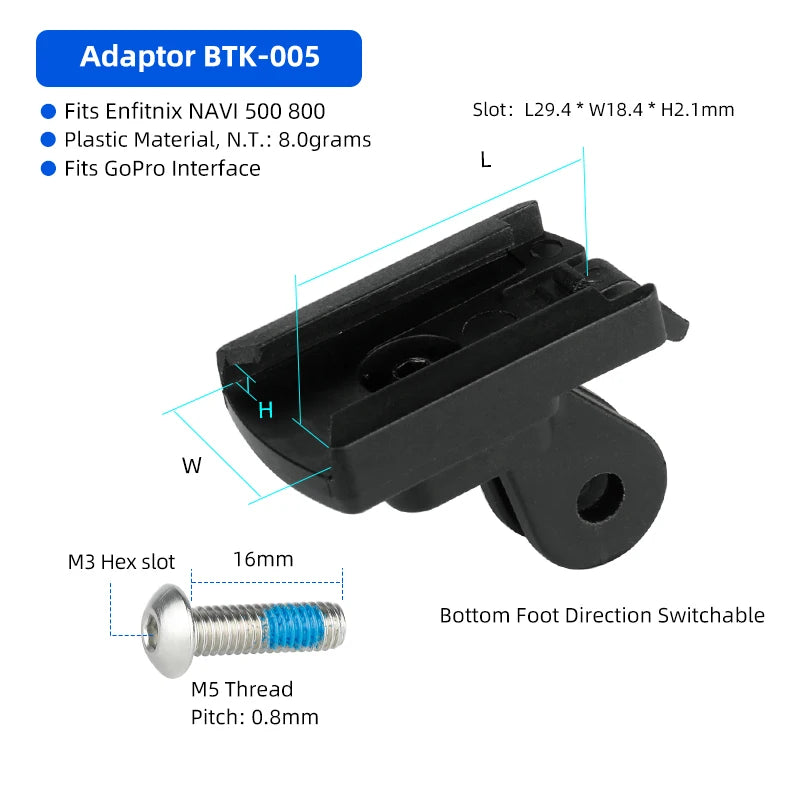 Bicycle Headlight LED Lamp Holder Bracket W/ GoPro Interface for Enfitnix Navi 500/800 Cycling Accessories