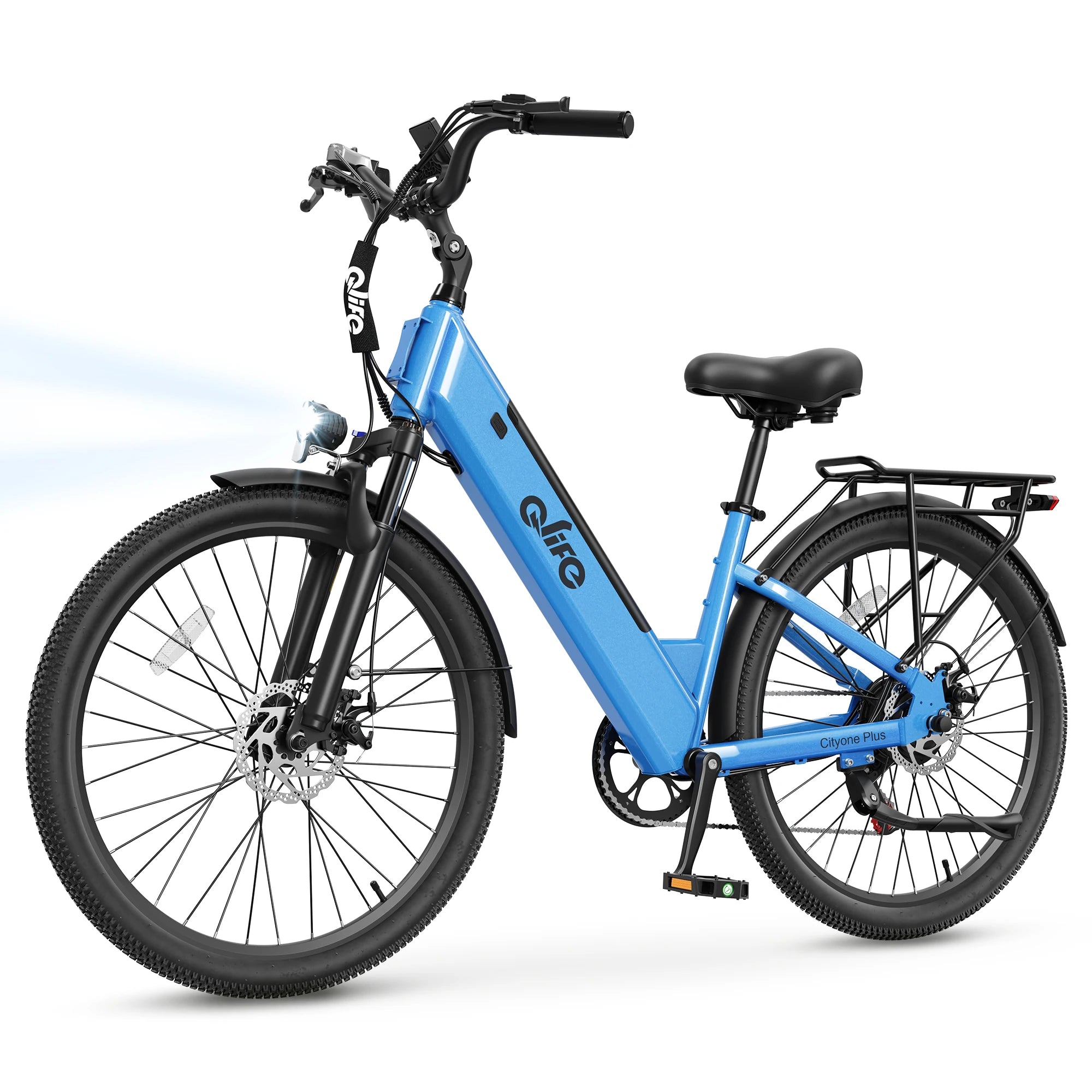 Qlife Cityone Plus St Electric Bike for Adult, Peak 1500W Motor 48V 15Ah Battery, 28MPH 80 Miles, 26“ Step-Thru Electric Bicycle, 7-Speed Commute E-Bike