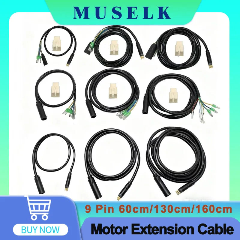 Julet Electric Bicycle Wheel Hub Motor Cable Extension Line 9-Pin Conversion Line Waterproof Connector Ebike Parts Cable