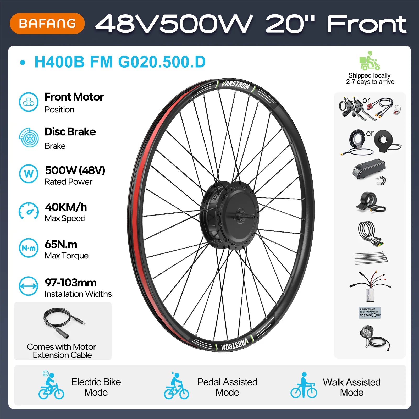 BAFANG 250W-1000W 36V 48V Hub Motor E-Bike Kit – 20-700C Cassette Disc/V-Brake Varstrom eBike Conversion