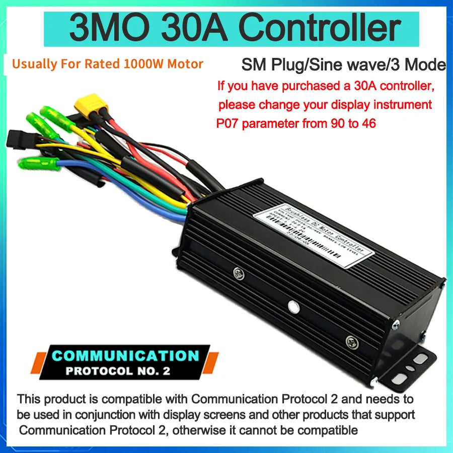 Ebike With Learning Function 17A26A30A35A 40A 45A 60A 80A Sine Wave 36V-72V Controller Three Mode Controller of Electric Bicycle