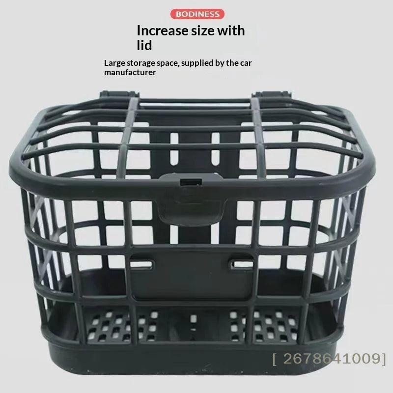 ⚑Black Bike Front Basket Detachable Hollow Bicycle Storage Basket With Lid Plastic Storage Bag For Electric Bike/Bicycle
