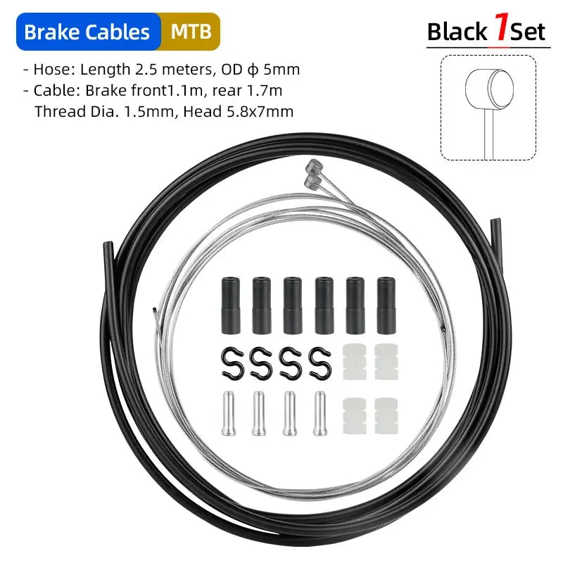Brake Derailleur Cables Kit Carbon Steel Wire MTB Road Bike Front Rear Inner Line Shifter Cable Wire Buckle Disc System Parts
