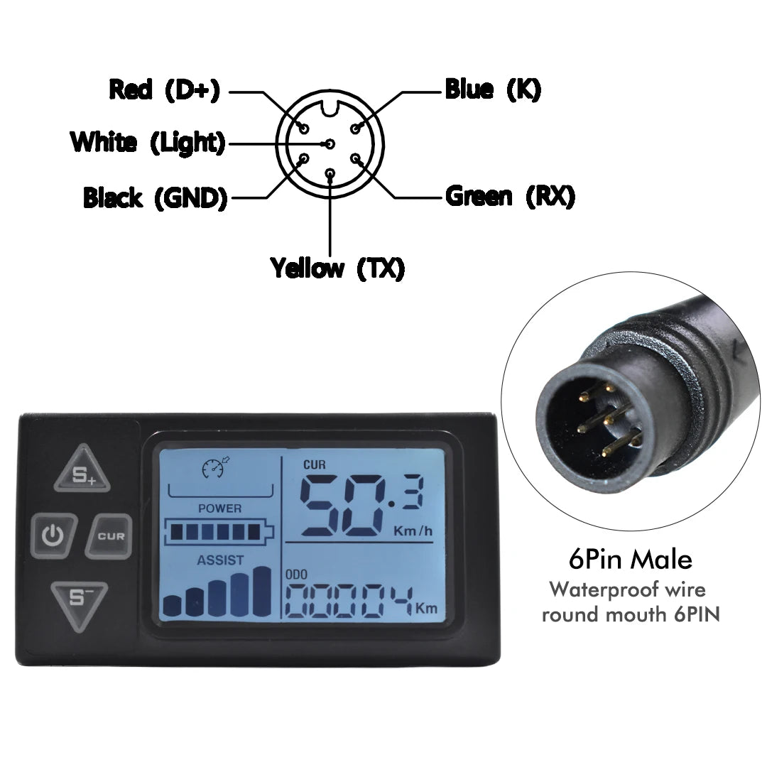 UART2 Electric Bicycle Display LCD LED Display 24V/36V/48V/60V/72V  E Scooter LCD Panel Color Screen for Electric Bike Kit Parts