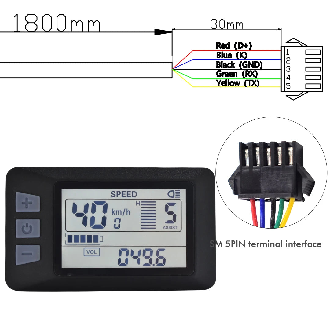 UART2 Electric Bicycle Display LCD LED Display 24V/36V/48V/60V/72V  E Scooter LCD Panel Color Screen for Electric Bike Kit Parts