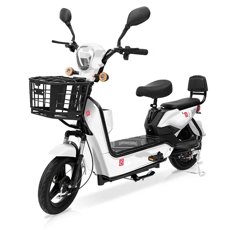 YTYIN 350W Electric City Bike Steel Frame Smart Electronic 48V Ebike Factory Outlet Two Seats Scooter 14-Inch Cheap Electric Bic