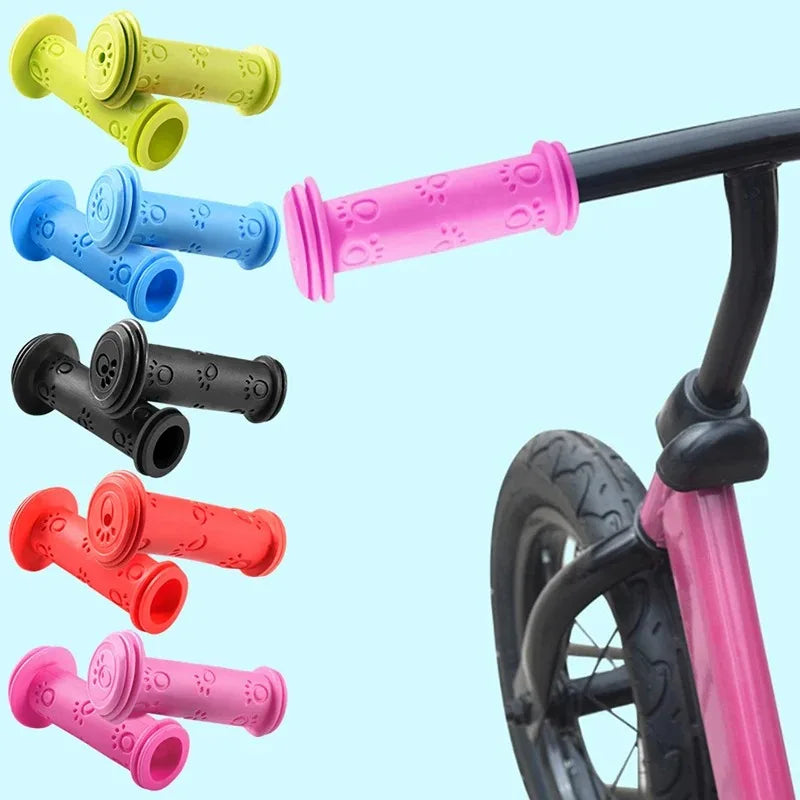 1 Pair Rubber Grip Handle Handlebar Grips Colorful Blue Red Anti-skid Child Children Kids Bike Bicycle Tricycle