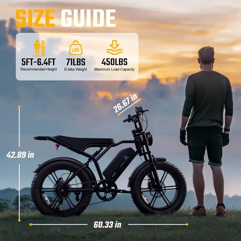 2026 OEM Factory Price R002 20" Tire E Bike 48V 15A Battery Off-Road Bicycle 750W 1200W Motor Power Mountain E Bike
