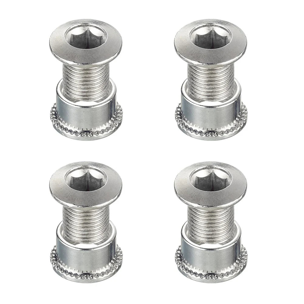 4Pcs Steel Bicycle Chainring Bolts CNC Machined Single Crank Plate Nuts Silver 4.9mm For Single Speed Chainrings Bicycle Parts
