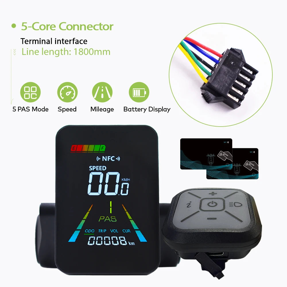 F3【UART2】Turn On The NFC Fatbike Screen E Bike LCD Display Electric Scooter Speedometer Cycling Accessories Bicycle Computer