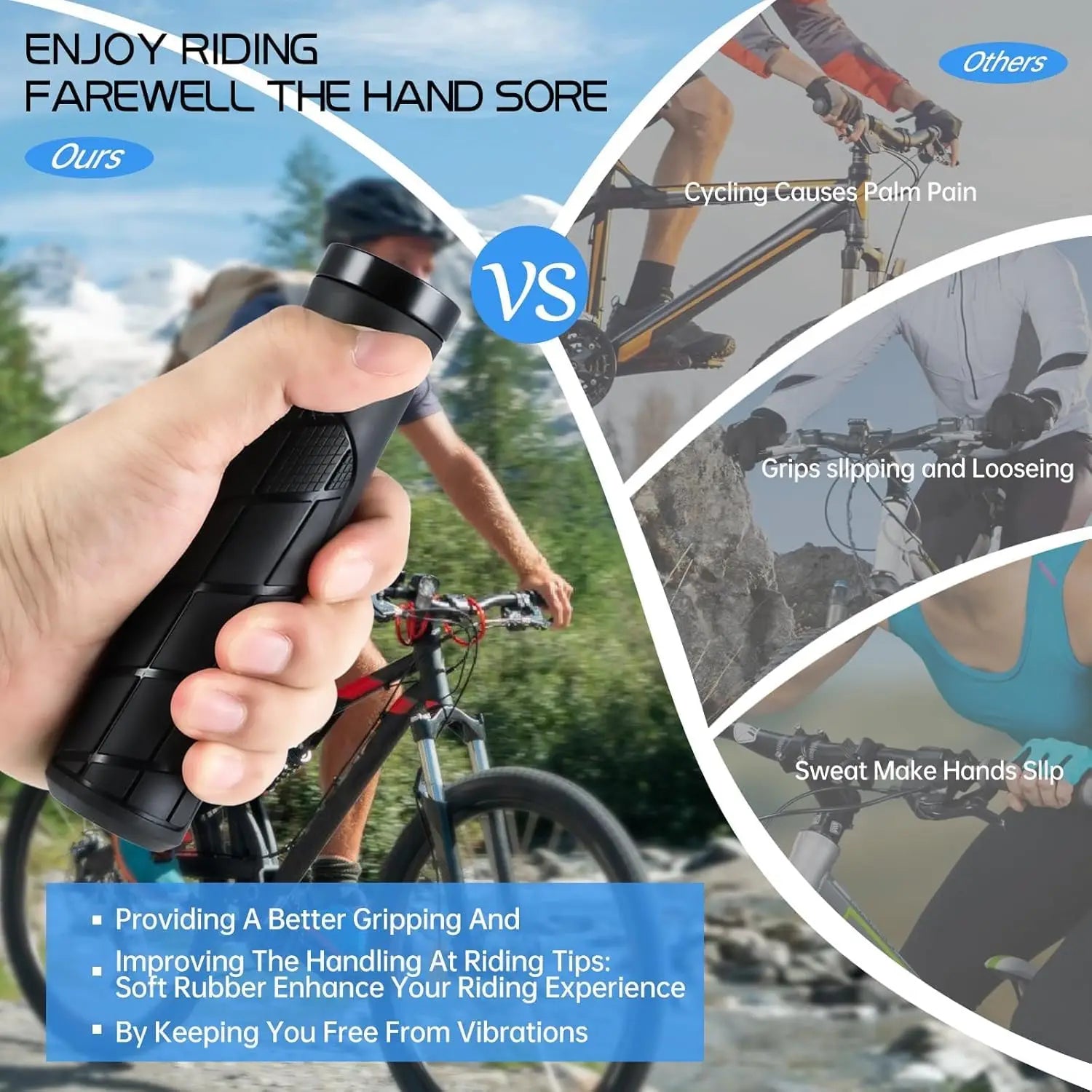 Bike Handlebar Grips Aluminum Single Lock Made of High-Density Rubber Suitable for BMX Mountain Bikes Beach Cruisers Scooters