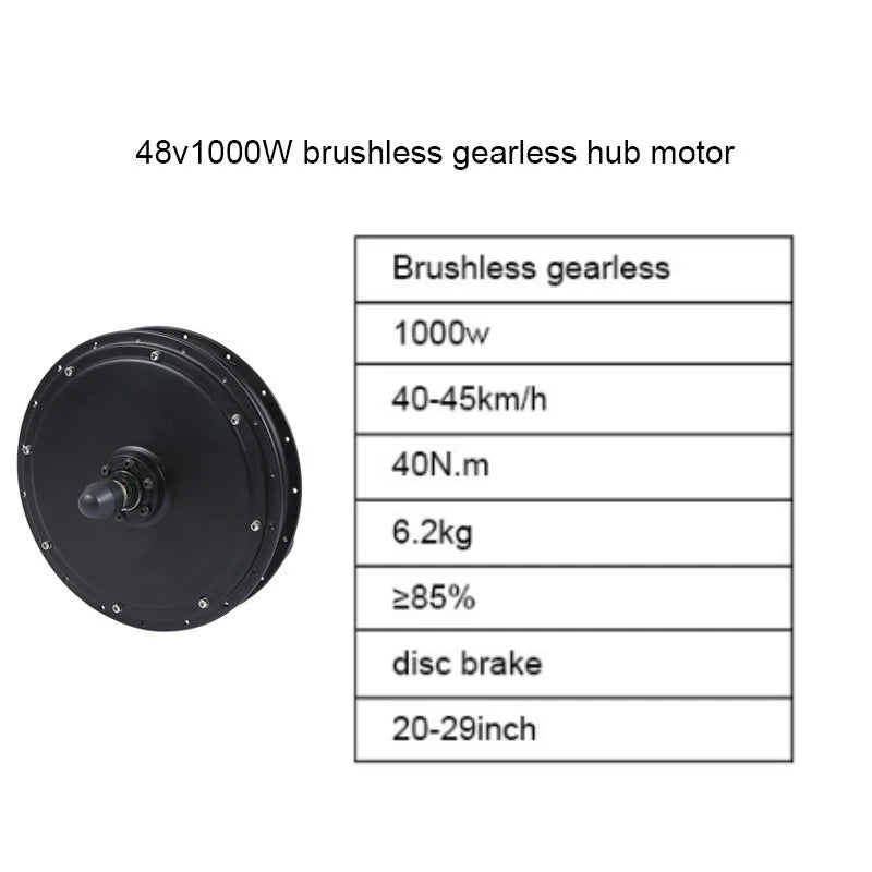 Electric Bike Conversion Kit 1000W 48V 52V 20-29 Inch Rear Hub Motor 135mm Disc Brake for Mountain MTB Hybrid Commuter Bike