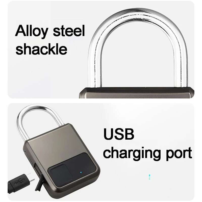 Tuya Smart Padlock 20 Number Fingerprints Locks Anti-Theft USB Charge Security Locker for Bike Gym Door Unlock Luggage Lockers