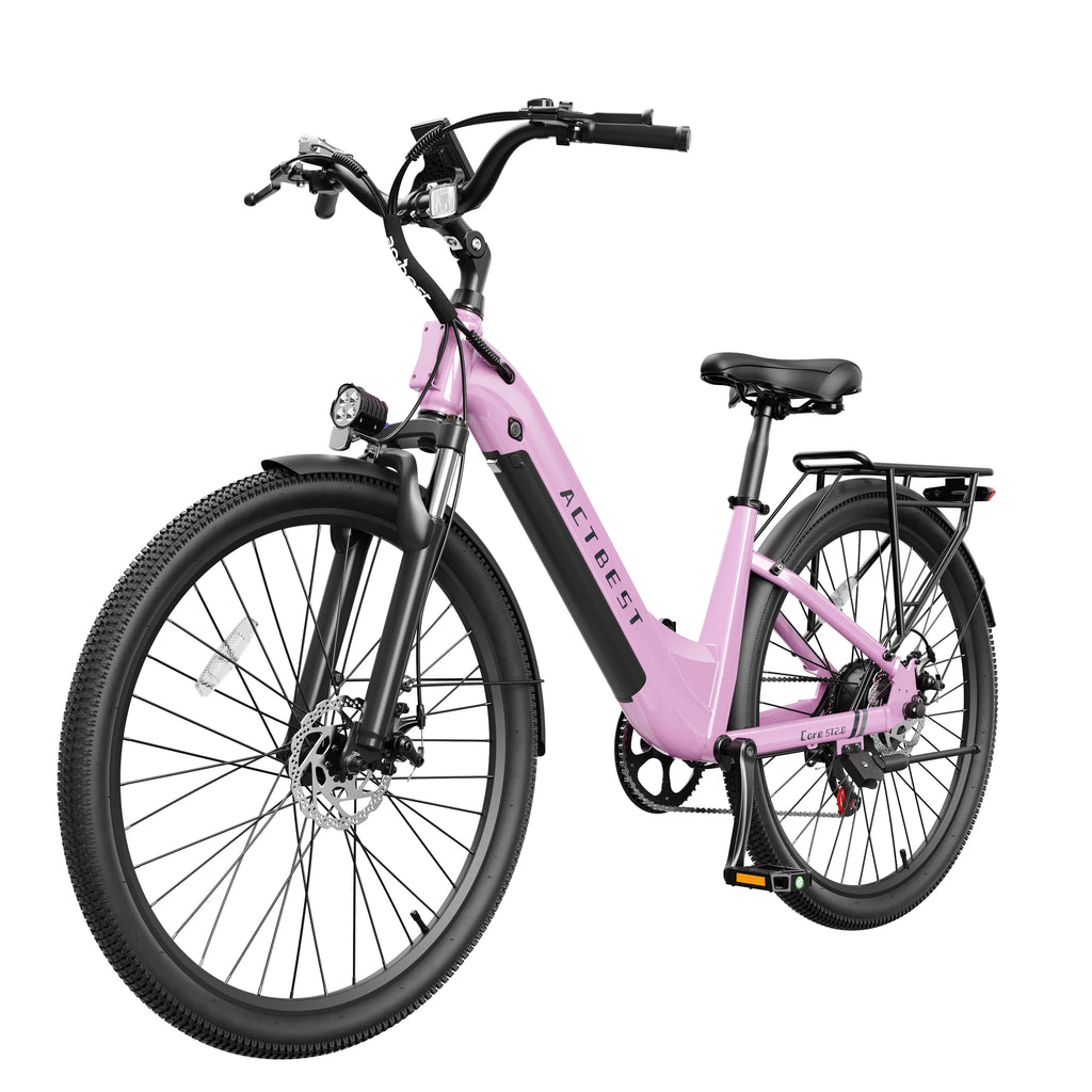 ActBest Core 2.0 ST  26" Electric Bike for Adults, 1200W Peak Motor 48V 10.4Ah Battery, 28MPH 55 Miles, 7-Speed Electric Bicycle with Front Suspension, with Free Bike Lock