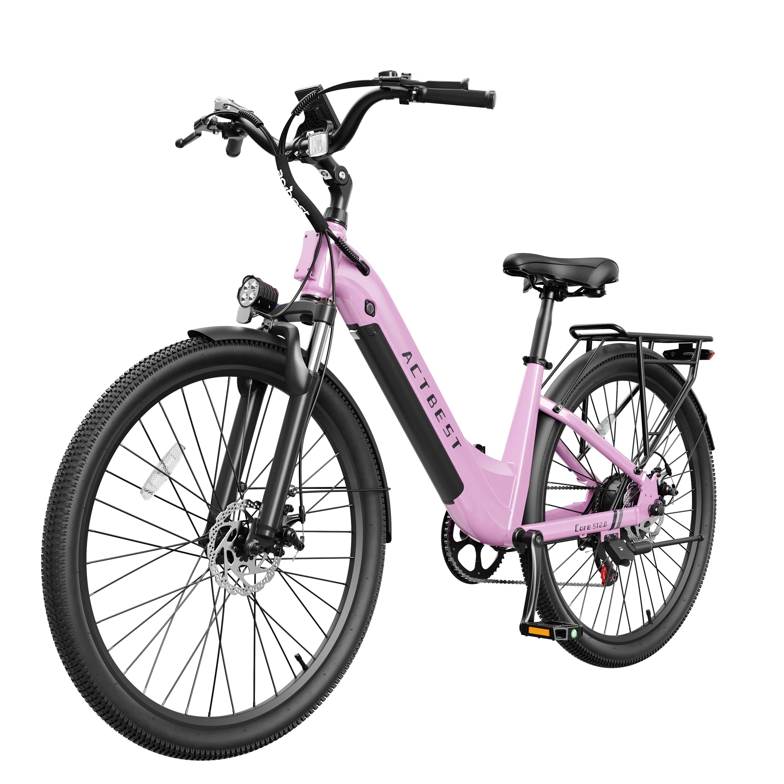 ActBest Core 2.0 ST  26" Electric Bike for Adults, 1200W Peak Motor 48V 10.4Ah Battery, 28MPH 55 Miles, 7-Speed Electric Bicycle with Front Suspension, with Free Bike Lock
