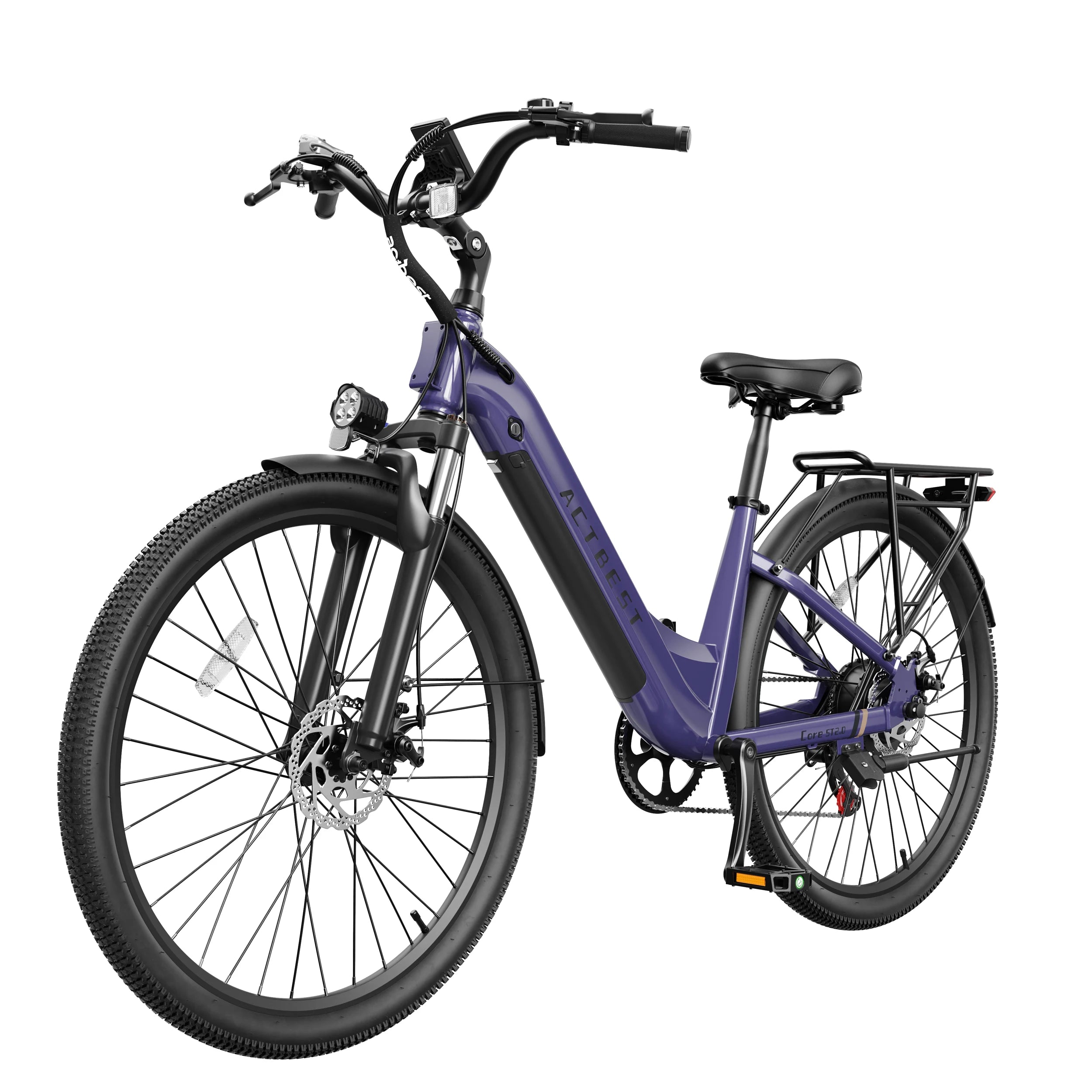 ActBest Core 2.0 ST  26" Electric Bike for Adults, 1200W Peak Motor 48V 10.4Ah Battery, 28MPH 55 Miles, 7-Speed Electric Bicycle with Front Suspension, with Free Bike Lock
