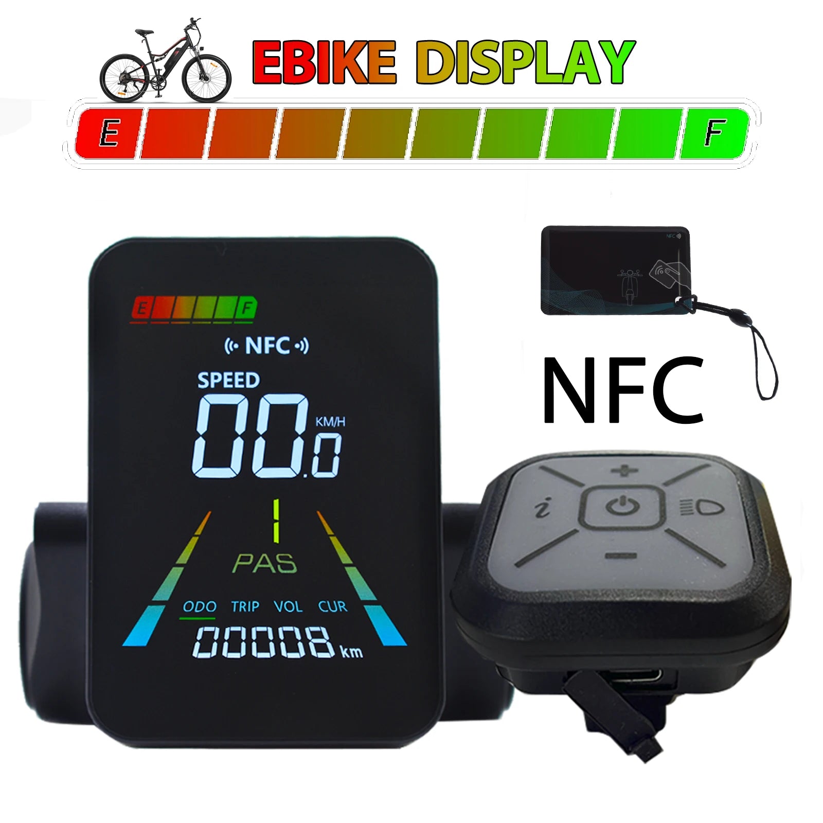 F3【UART2】Turn On The NFC Fatbike Screen E Bike LCD Display Electric Scooter Speedometer Cycling Accessories Bicycle Computer