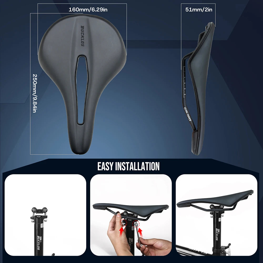 BUCKLOS Vacuum Bicycle Saddle 150mm 160mm Road MTB Seat Cushion Comfortable Hollow Exercise Bike Saddle for Men and Women