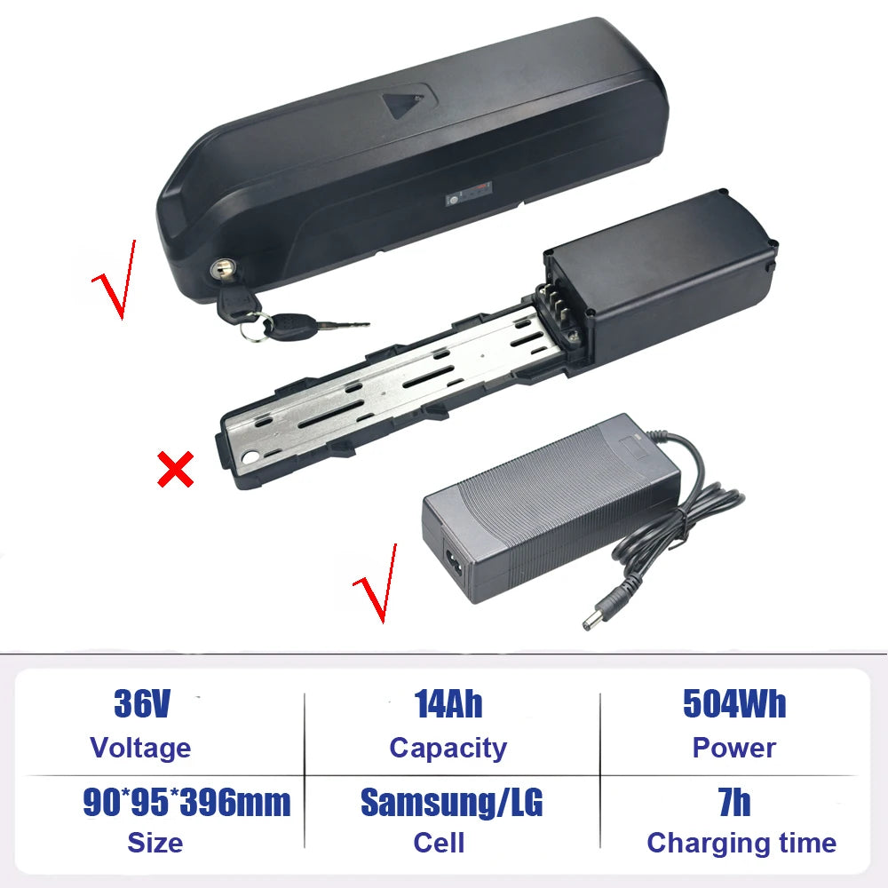 JT-EBB10-01 Lithium ion Battery 36V 10.4Ah 7.8Ah E-Bike Battery for Samebike SY26 Varun Altus 24'' TotGuard 26'' Electric Bike