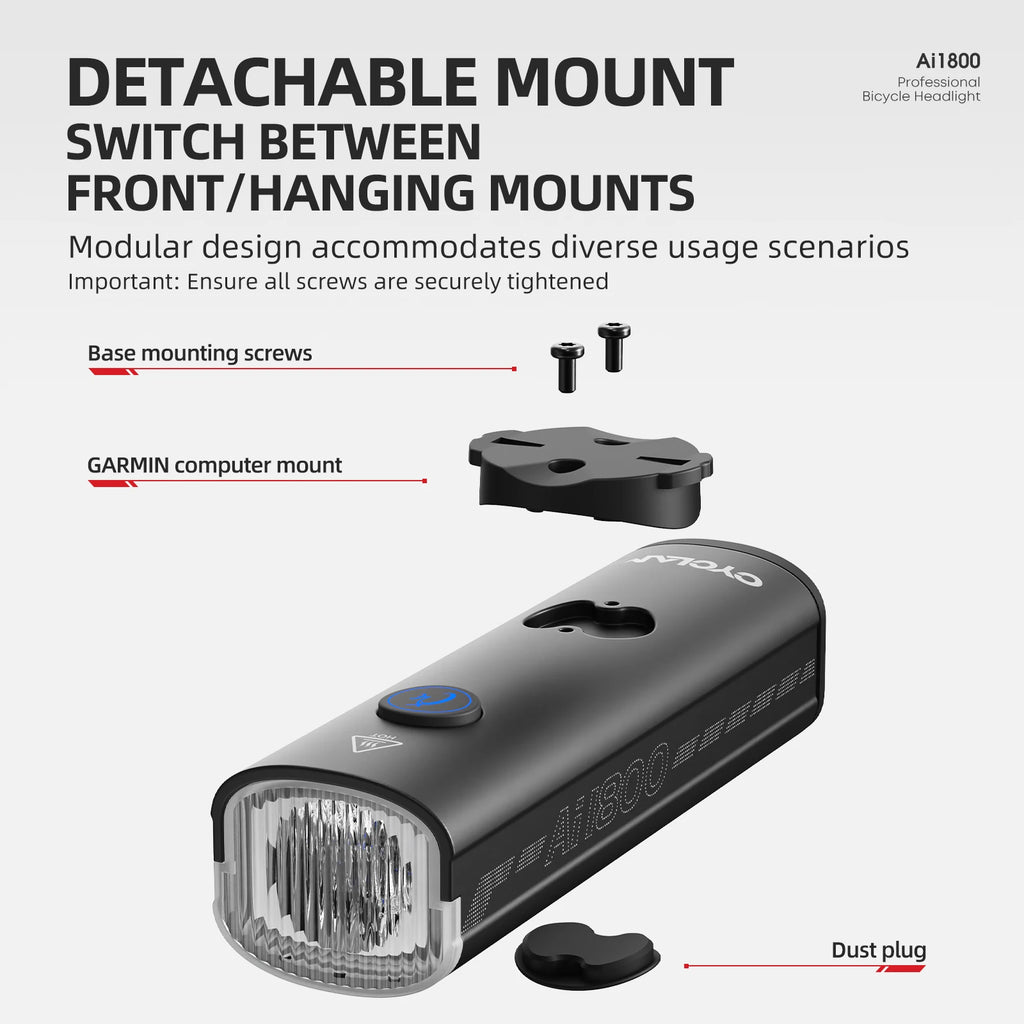 CYCLAMI 1200/1800 Lumen Bicycle Headlight Ultra-lightweight Hanging Front Light Lamp Aluminum Alloy MTB Road Bike AI1200 AI1800