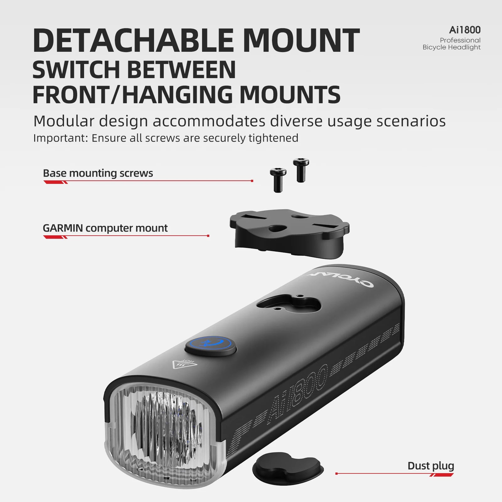 CYCLAMI 1200/1800 Lumen Bicycle Headlight Ultra-lightweight Hanging Front Light Lamp Aluminum Alloy MTB Road Bike AI1200 AI1800