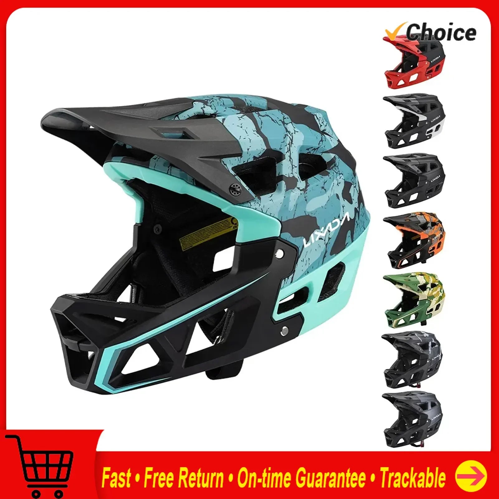 Mountain Bike Safety Cycling Gear Full Face MTB Helmet for Downhill Racing Adults with 31 Vents & Adjustable Visor, Men/Women
