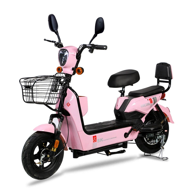 YTYIN 350W Electric City Bike Steel Frame Smart Electronic 48V Ebike Factory Outlet Two Seats Scooter 14-Inch Cheap Electric Bic