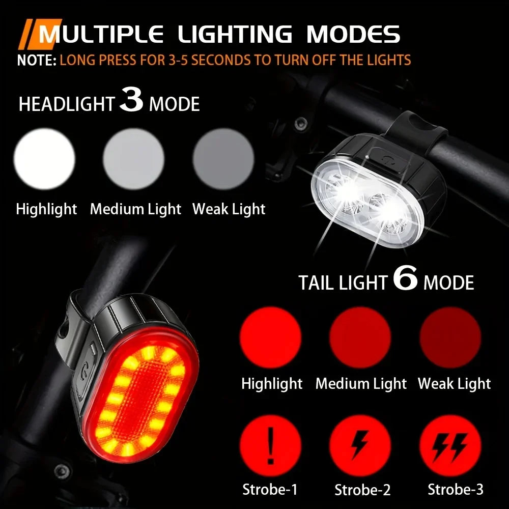 Cycling Bicycle Front Rear Light Set Bike USB Charge Headlight Light MTB Waterproof Taillight LED Lantern Bicycle Accessories