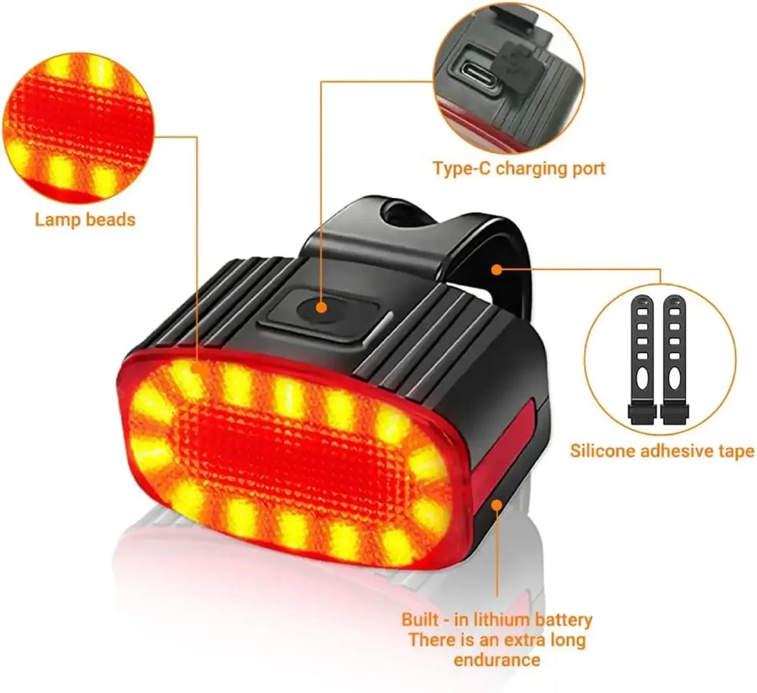 Cycling Bicycle Front Rear Light Set Bike USB Charge Headlight Light Waterproof MTB Waterproof Taillight LED Lantern Bike Parts