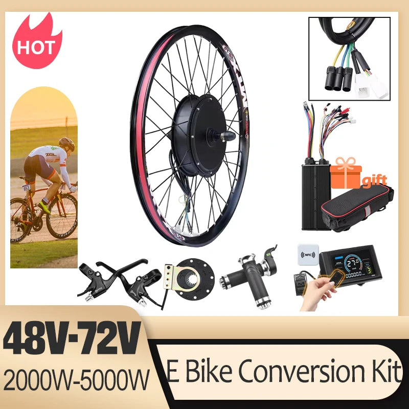 72V 5000W E-Bike Conversion Kit Brushelss Gearless Rear Wheel Hub Motor 2000W,3000W For Electric Bicycle