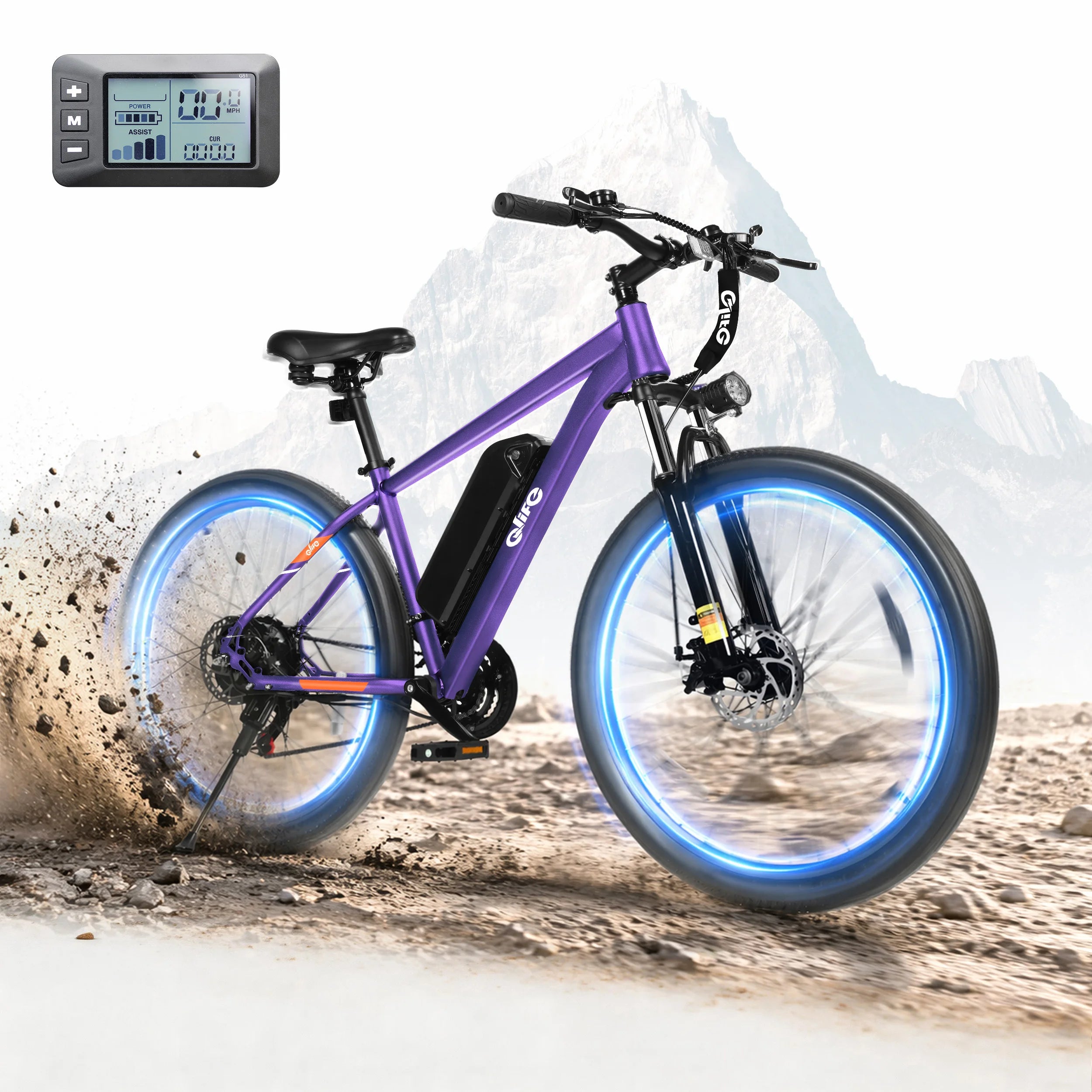 Qlife Racer Electric Bike for Adults, Peak 1200W 48V 10.4Ah,  27.5" Tire Electric Mountain Bike, 28MPH 55 Miles Off-road Electric Bicycle, 21-Speed