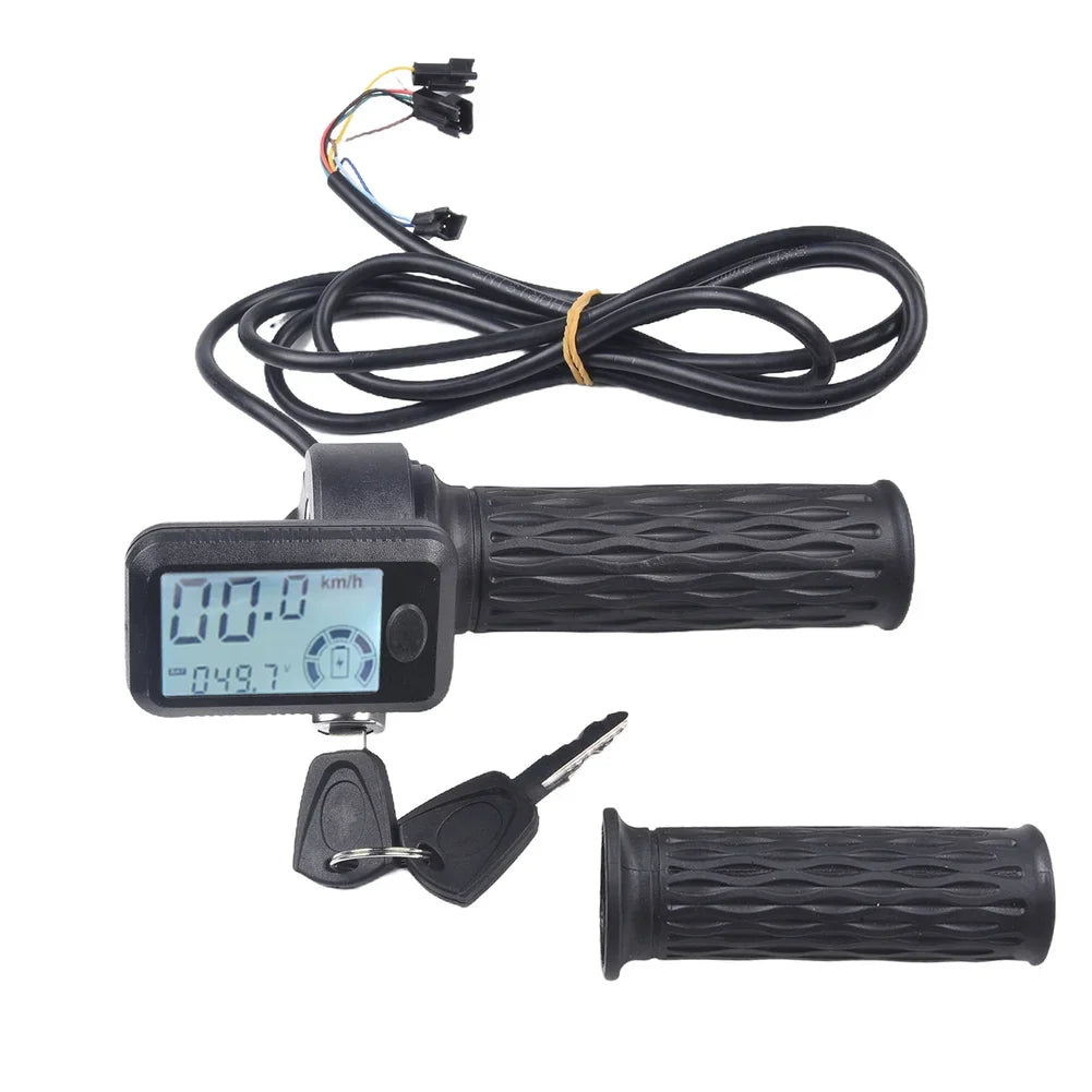 Electric Bicycle LCD Speed Display Throttle Accelerator Handle With Power Display E-Bike E-scooter Throttle Grips 6/8 WIRE Parts