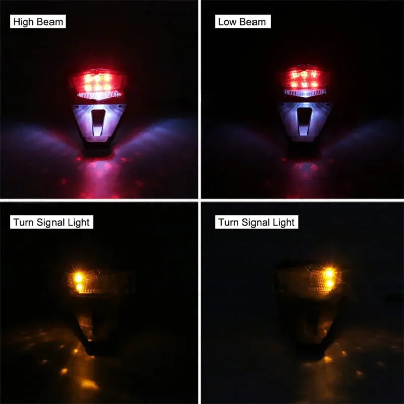 Motorcycle LED Tail Light Rear Fender Stop Brake Lights License Plate Light Bracket Holder Universal 12V For Scooter Street Bike