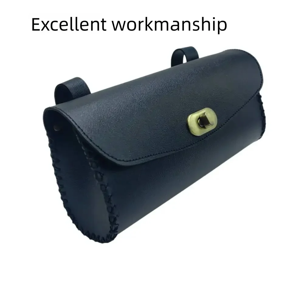 New Retro Bicycle Tail Bag PU Leather Waterproof Cycling Bag Saddle Pouch Front Personalized Riding Vintage Bike Bag