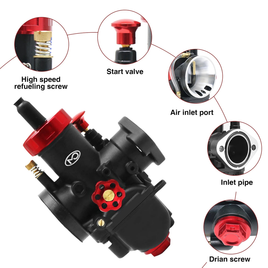 PWK PE 17-28mm 2T/4T Carburetor with Carb Jets for Dirt Bike, Cub & Scooter