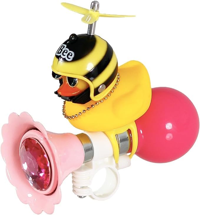 TAOHUAJIANG Duck Bike Horn with Light Bicycle Horn for Kids Propeller Helmet Bicycle Accessories Bike Horn Kids (Pink)