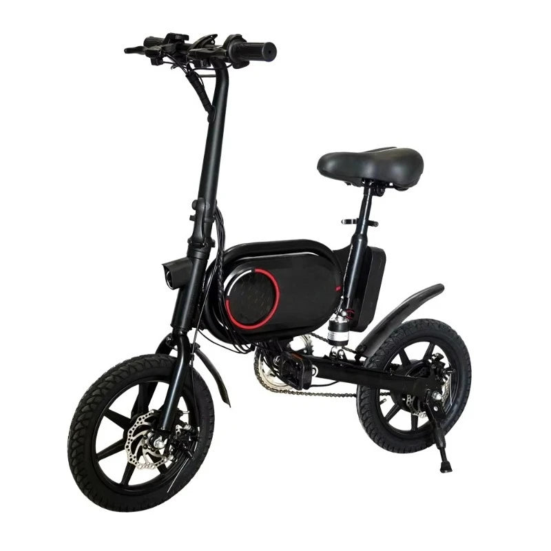 14-Inch Brushless Folding Electric Bike Single Speed Integrated Battery 350W Rear Hub Motor 36V 7.5Ah Lithium Disc Brake