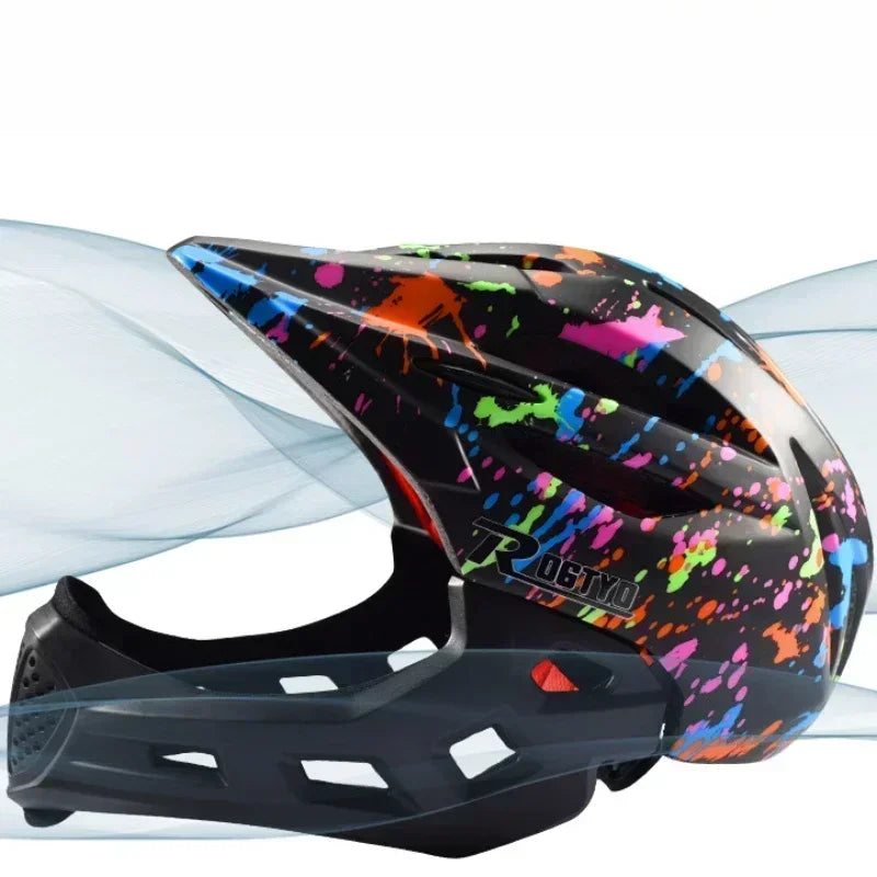 Full Face Helmet MTB Light Detachable Children Kid Bicycle Cycling Safety Balance Bike Helmet Cycling Equipment with Light