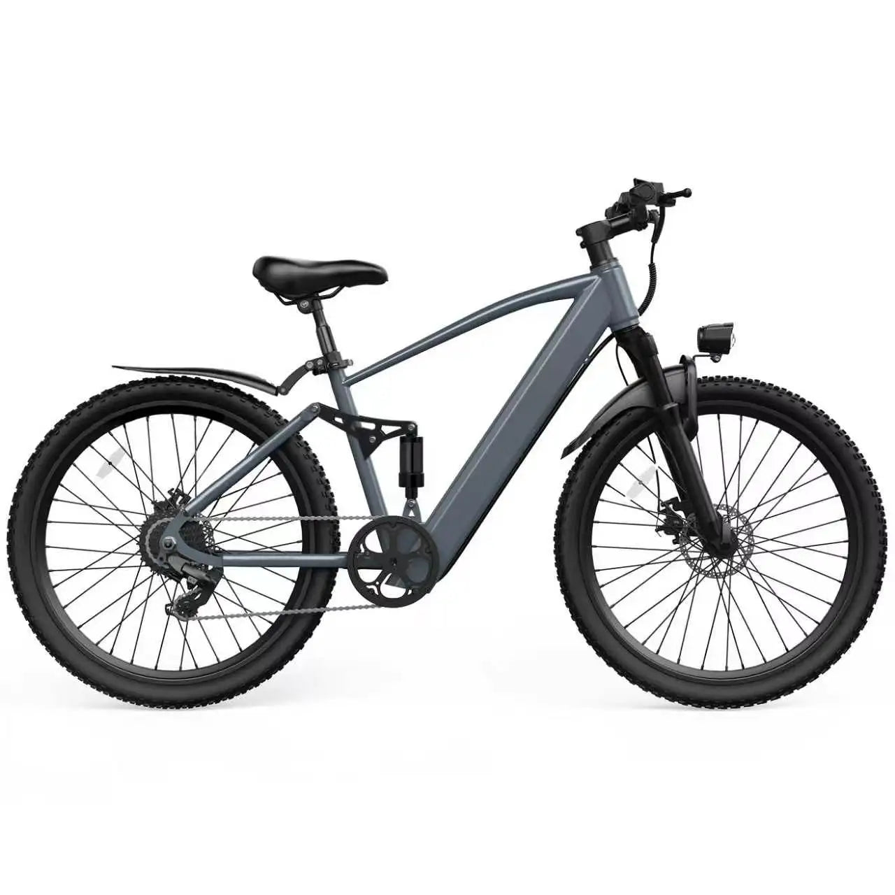 All Terrain Electric Bike, Mountain Ebike. 500W ebike with pedal assist and removable battery for stable control on steep slopes. Essential gear for mountain riding families.