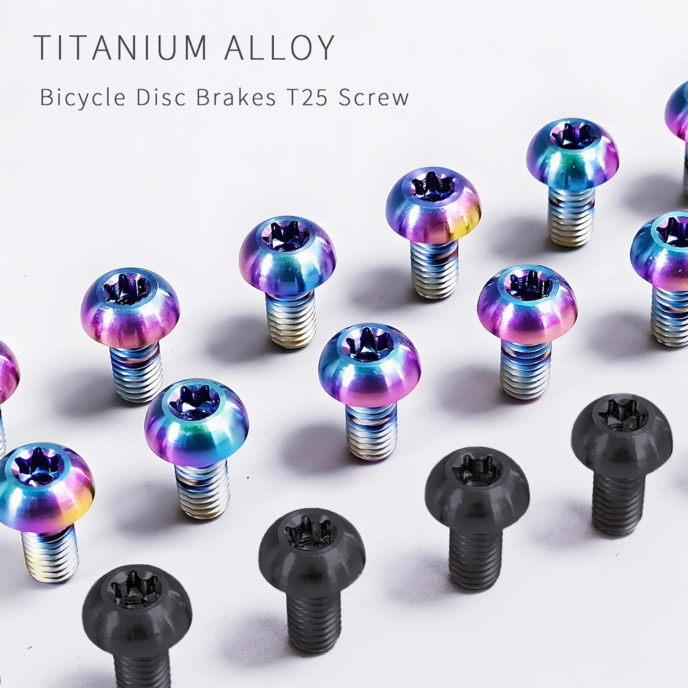 KRSEC12pcs Bicycle Disc Brake Rotor Torx Bolts T25 M5x10mm titanium alloy MTB Road Mountain Bike Fixing Screws Cycling Accessory